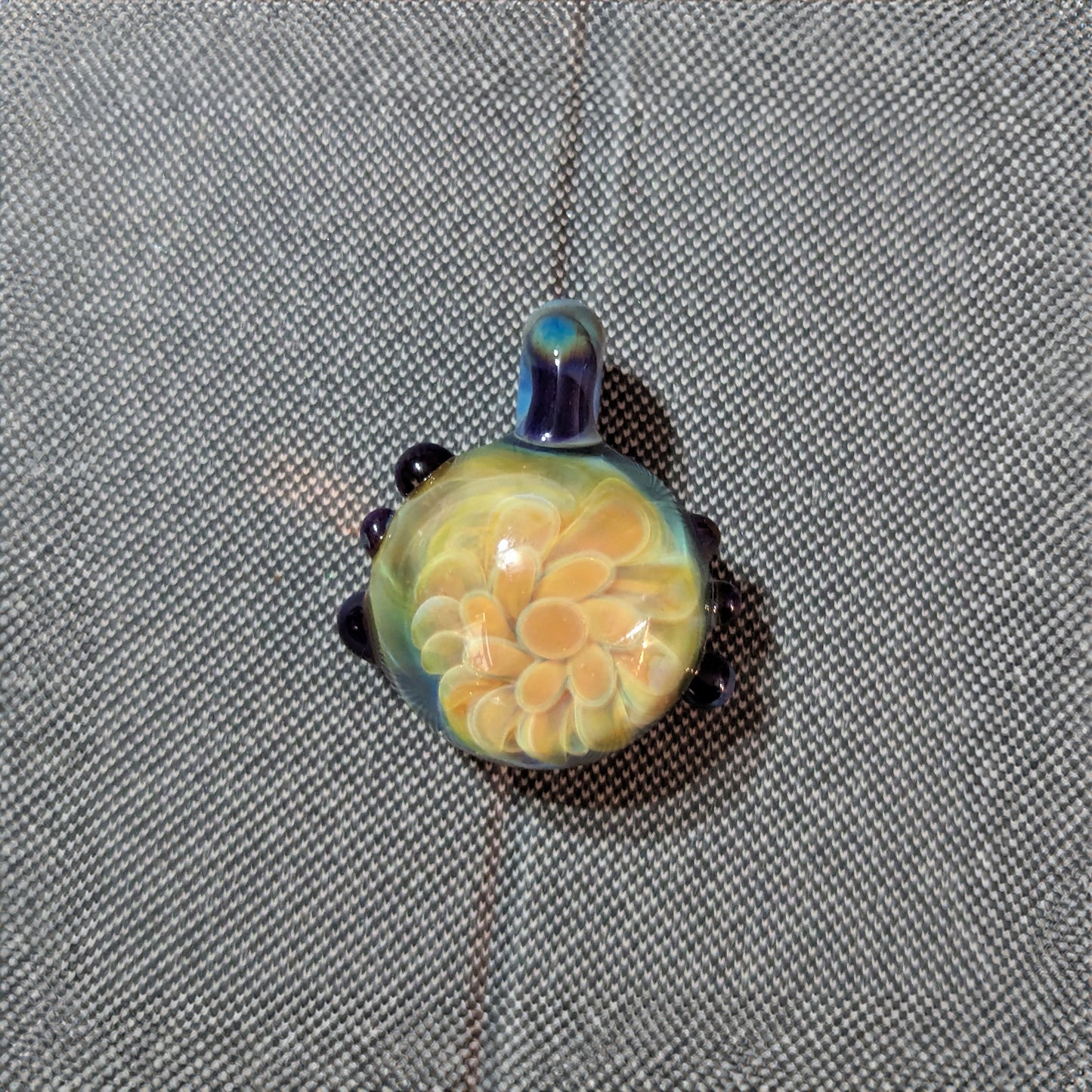 Amber Purple Dot Swirl Implosion Pendant w/ Accent Dots