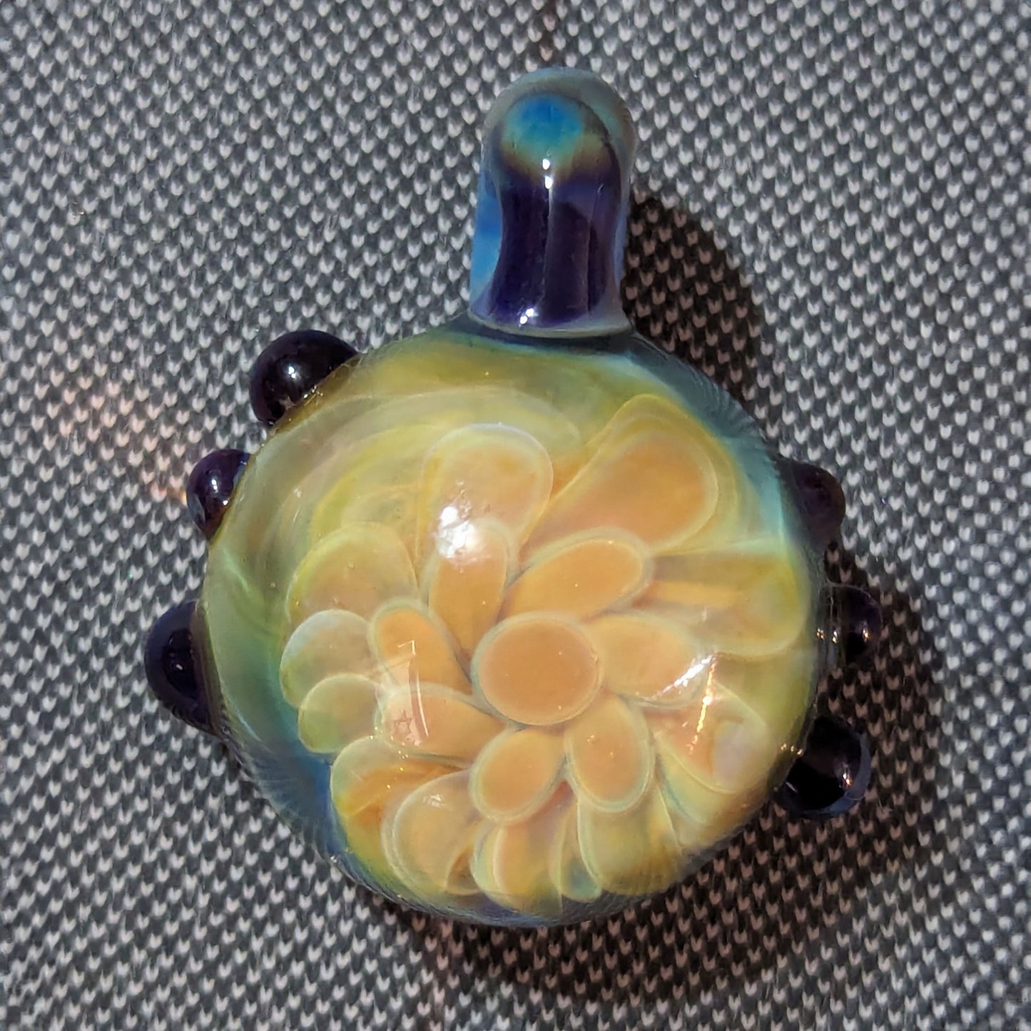 Amber Purple Dot Swirl Implosion Pendant w/ Accent Dots