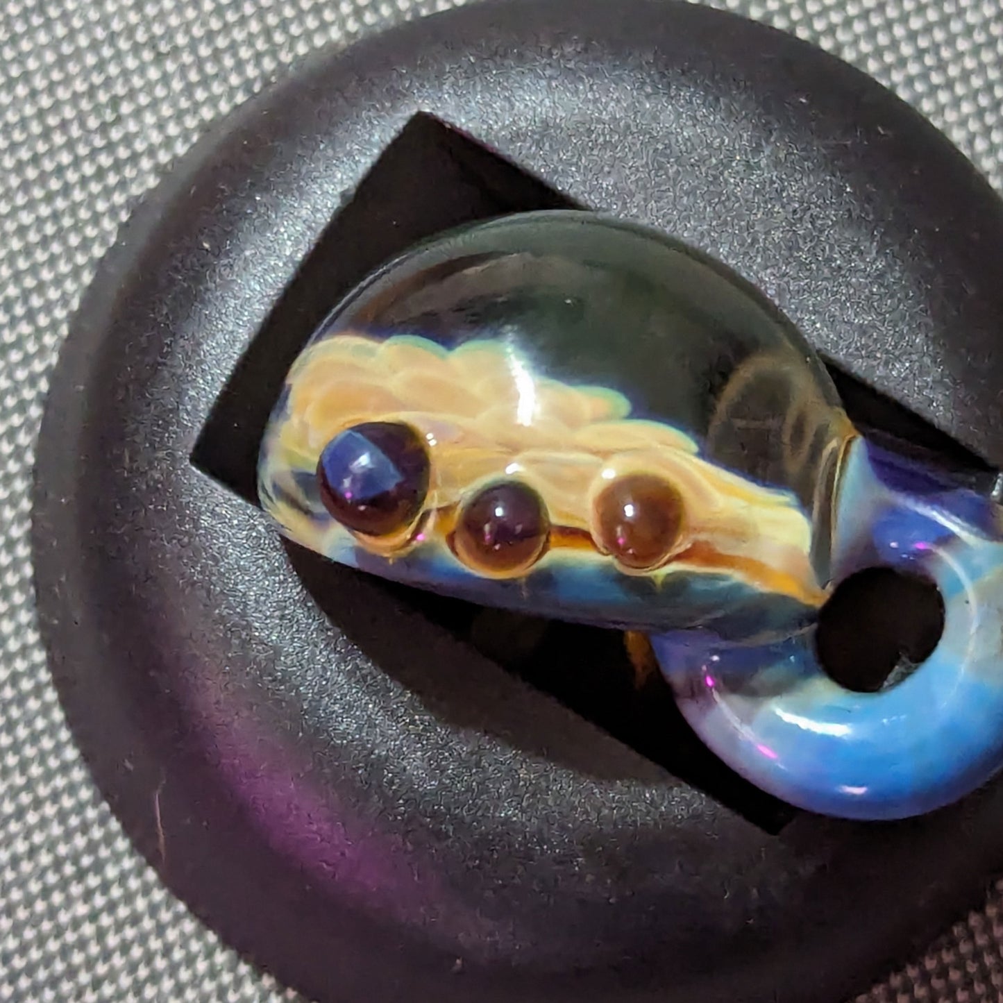 Amber Purple Dot Swirl Implosion Pendant w/ Accent Dots