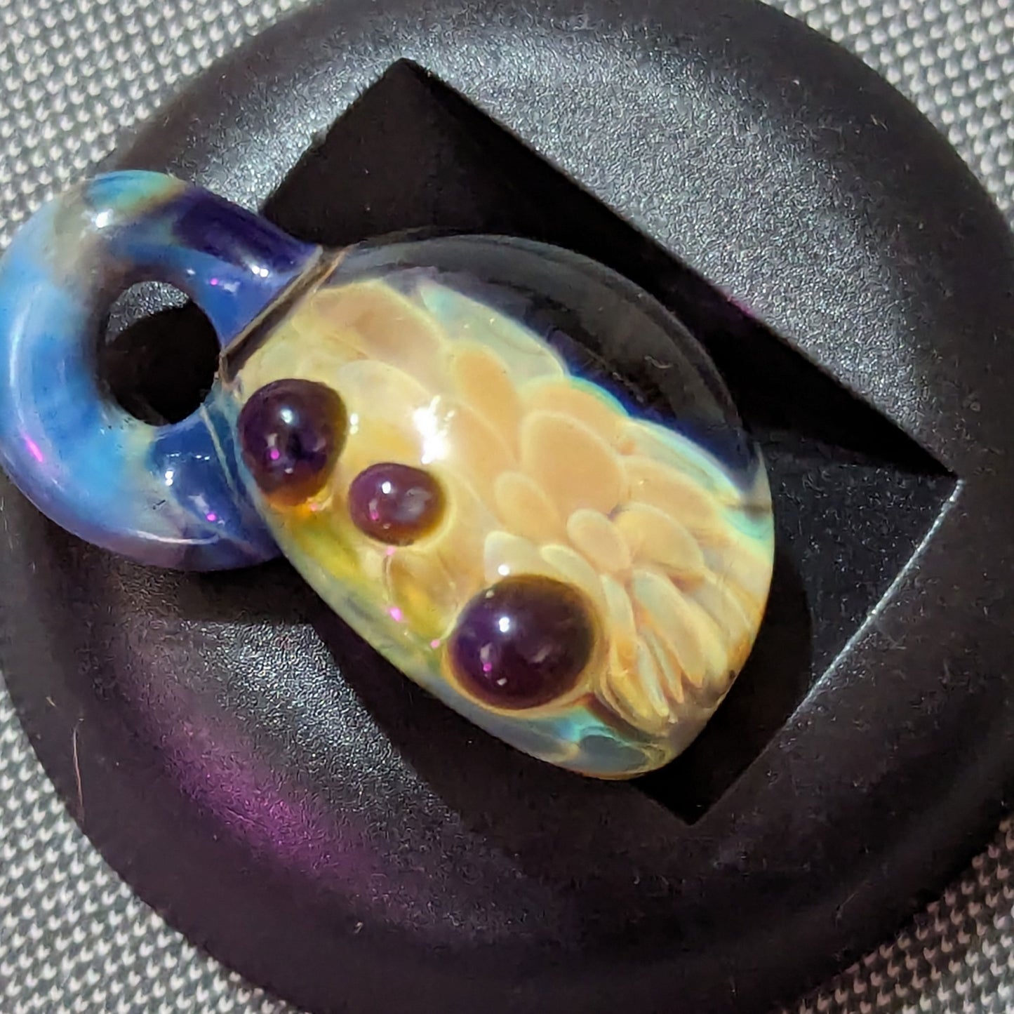 Amber Purple Dot Swirl Implosion Pendant w/ Accent Dots