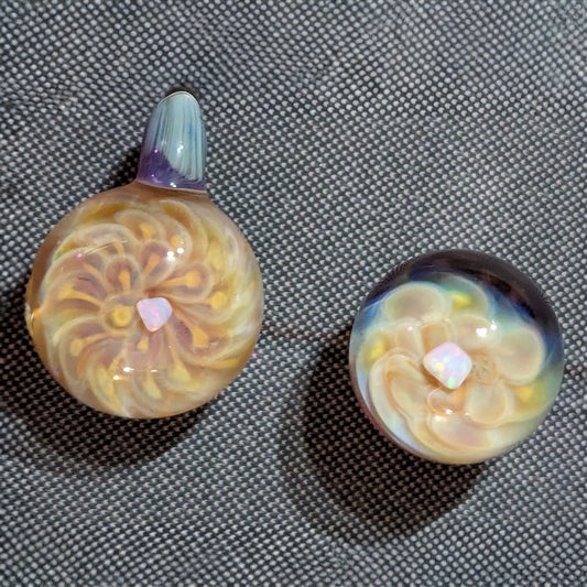 Loki's Lipstick Dot Swirl Marble and Pendant Set