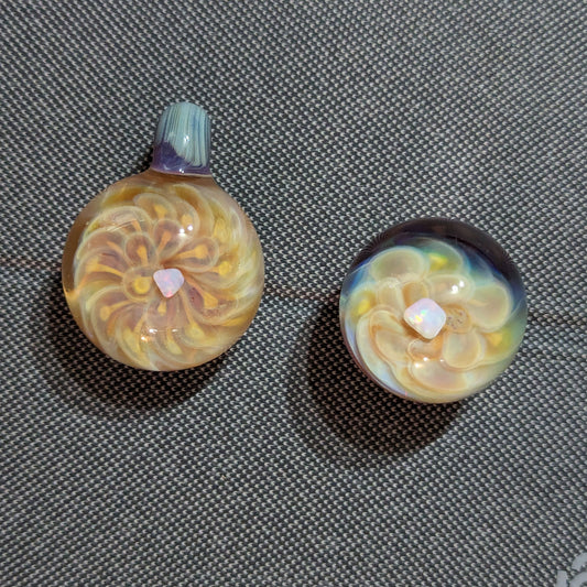 Loki's Lipstick Dot Swirl Marble and Pendant Set